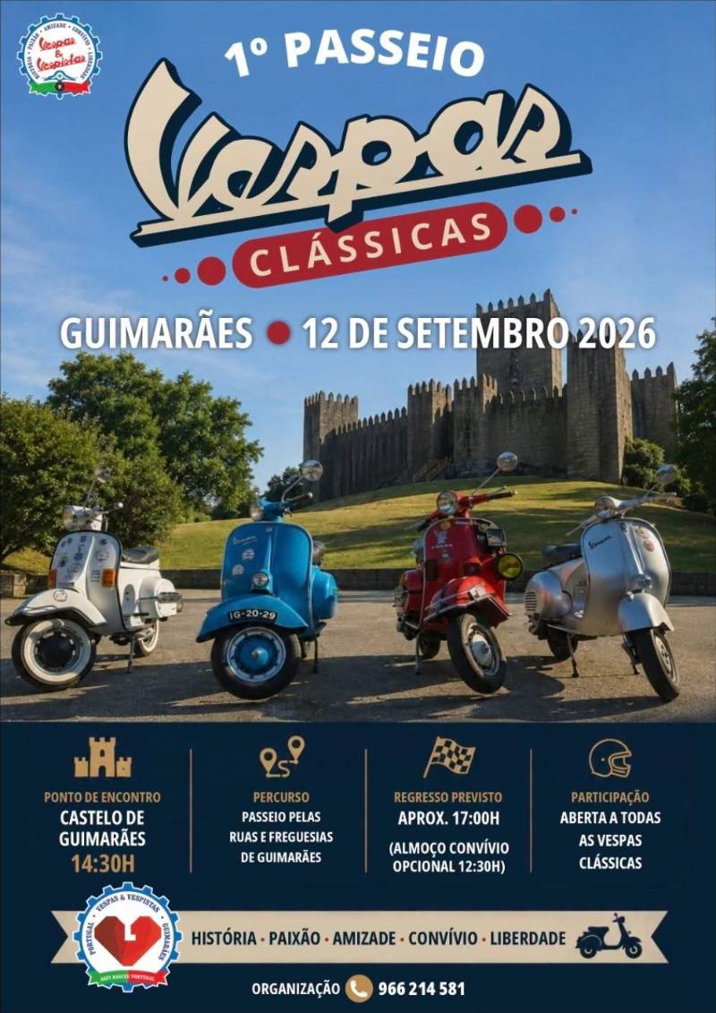 1.º PASSEIO DE VESPAS CLÁSSICAS EM GUIMARÃES em Braga